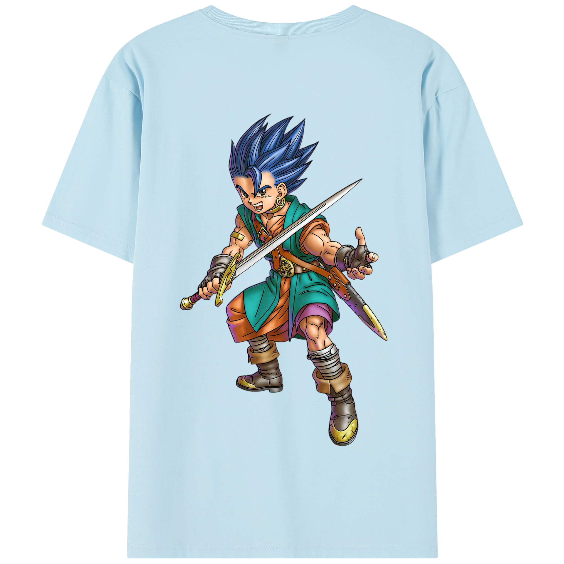（画像用） ドラゴンクエスト Doragon Kuesuto Dragon Quest 綿100％半袖Tシャツ（背面プリント）